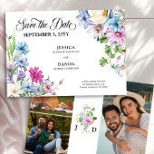 Save The Date Mariage dans le jardin fleur sauvage 3 Monogramme