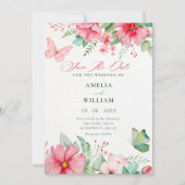 Save The Date Mariage dans un jardin fleuri (Devant)