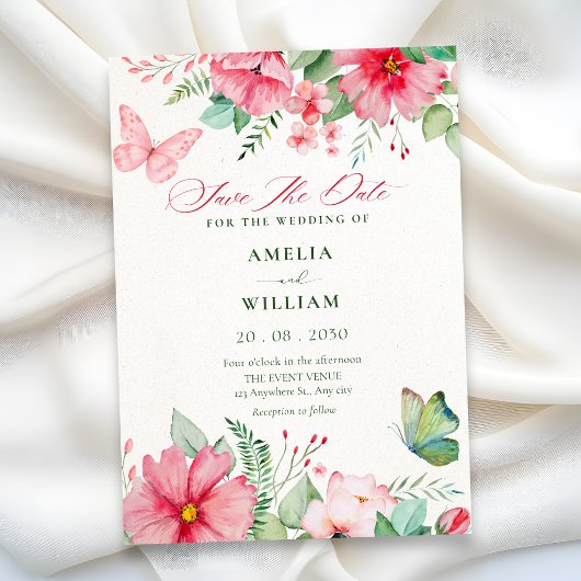 Save The Date Mariage dans un jardin fleuri