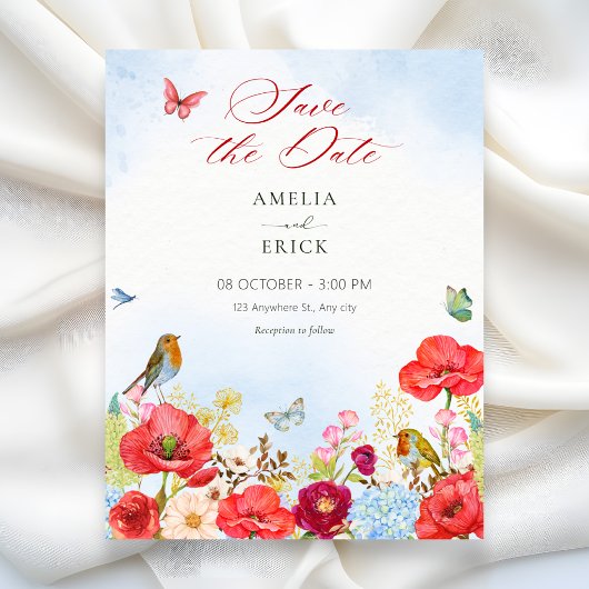 Save The Date Mariage dans un jardin fleuri