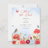 Save The Date Mariage dans un jardin fleuri (Devant)