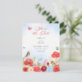 Save The Date Mariage dans un jardin fleuri (Debout devant)
