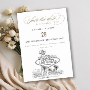 Save The Date Mariage dans un paysage esquissé à Las Vegas Nevad