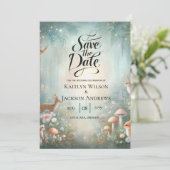 Save The Date Mariage dans une forêt enchantée de sarcelle et de (Debout devant)