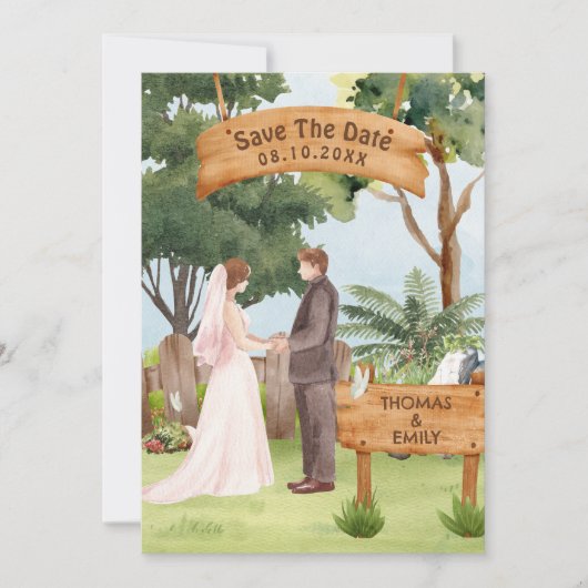 Save The Date Mariage d'aquarelle (Devant)