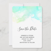 Save The Date Mariage d'aquarelle Abstrait vert et bleu (Devant)