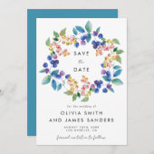 Save The Date Mariage d'aquarelle Berry (Devant / Derrière)