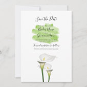 Save The Date Mariage d'aquarelle blanc Calla Lilies (Devant)