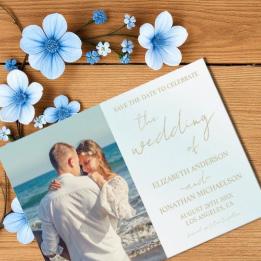 Save The Date Mariage d'aquarelle bleu