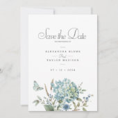 Save The Date Mariage d'aquarelle bleu bohème (Devant)