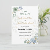 Save The Date Mariage d'aquarelle bleu foncé (Debout devant)