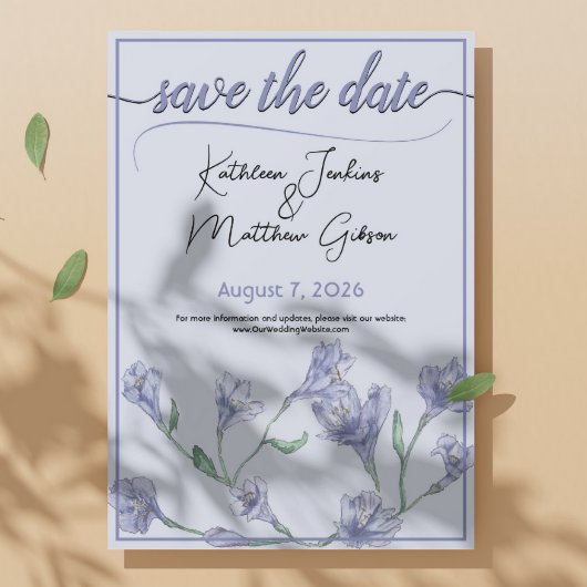 Save The Date Mariage d'aquarelle bleu foncé