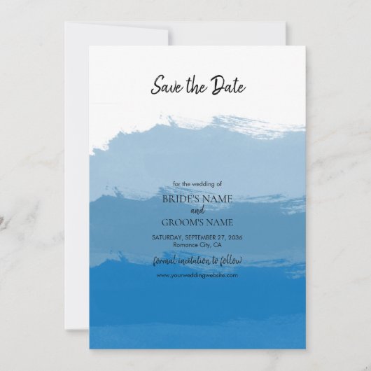 Save The Date Mariage d'aquarelle bleu plage (Devant)