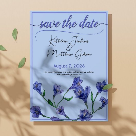 Save The Date Mariage d'aquarelle bleu violet