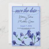 Save The Date Mariage d'aquarelle bleu violet (Devant)