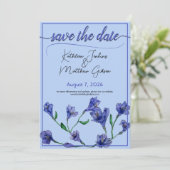 Save The Date Mariage d'aquarelle bleu violet (Debout devant)