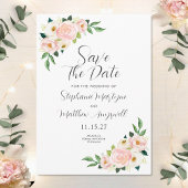 Save The Date Mariage d'aquarelle botanique de rose pâle