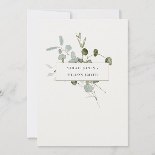 Save The Date Mariage d'aquarelle Botanique Eucalyptus (Dos)