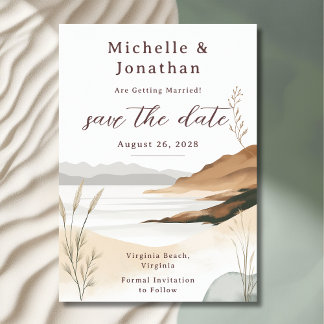 Save The Date Mariage d'aquarelle Coastal Chic Beach