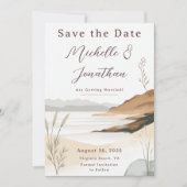Save The Date Mariage d'aquarelle Coastal Chic Beach (Devant)