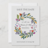Save The Date Mariage d'aquarelle d'automne Rustique Wreath (Devant)