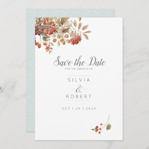 Save The Date Mariage d'aquarelle de feuillage de automne rustiq