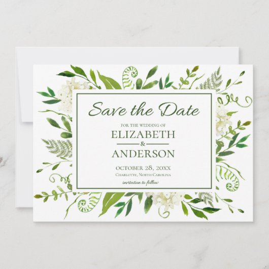 Save The Date Mariage d'aquarelle de fleurs d'Hydrangée blanche (Devant)