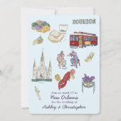 Save The Date Mariage d'aquarelle de la Nouvelle Orléans (Devant)