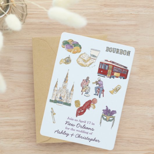 Save The Date Mariage d'aquarelle de la Nouvelle Orléans