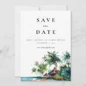 Save The Date Mariage d'aquarelle de plage Tropical (Devant)