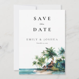 Save The Date Mariage d'aquarelle de plage Tropical