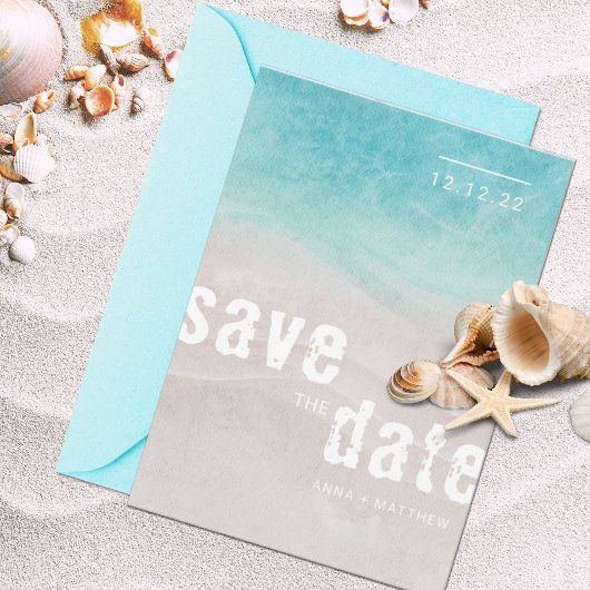 Save The Date Mariage d'aquarelle de plage tropicale