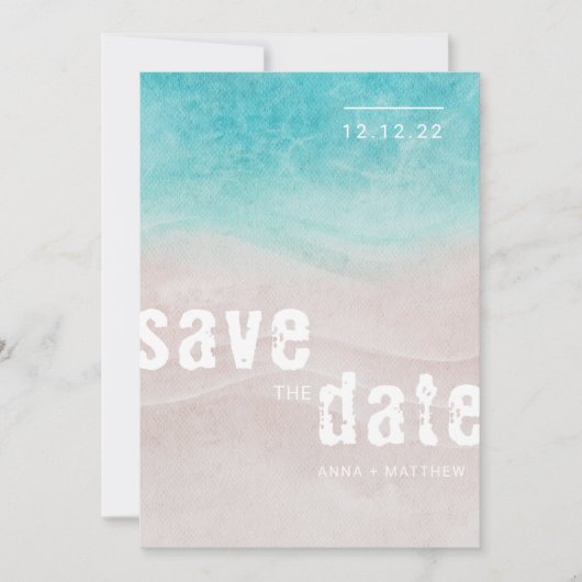Save The Date Mariage d'aquarelle de plage tropicale (Devant)