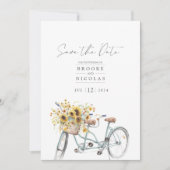 Save The Date Mariage d'aquarelle de tournesol en tandem rustiqu (Devant)