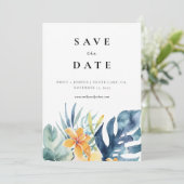 Save The Date Mariage d'aquarelle d'été florale tropicale (Debout devant)