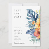 Save The Date Mariage d'aquarelle d'été florale tropicale (Devant)