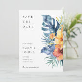 Save The Date Mariage d'aquarelle d'été florale tropicale (Debout devant)