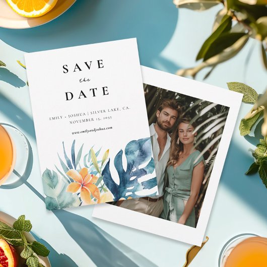 Save The Date Mariage d'aquarelle d'été florale tropicale