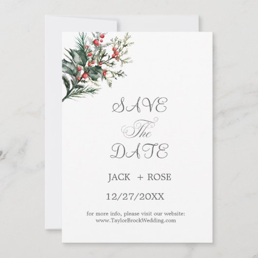 Save The Date Mariage d'aquarelle d'hiver (Devant)