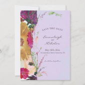 Save The Date Mariage d'aquarelle Fleur sauvage en papier déchir (Devant)