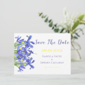 Save The Date Mariage d'aquarelle fleurie bleu romantique Irises (Debout devant)