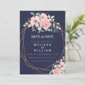 Save The Date Mariage d'aquarelle florale de cuivre géométrique (Debout devant)