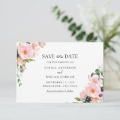 Save The Date Mariage d'aquarelle florale de la marine rose (Debout devant)
