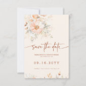 Save The Date Mariage d'aquarelle florale Peach Cream (Devant)