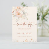 Save The Date Mariage d'aquarelle florale Peach Cream (Debout devant)