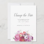 Save The Date Mariage D'Aquarelle Florale Rose Été Enregistrer L (Devant)