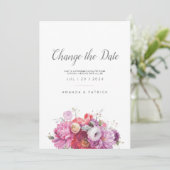 Save The Date Mariage D'Aquarelle Florale Rose Été Enregistrer L (Debout devant)