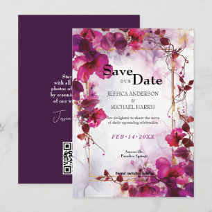 Save The Date Mariage d'aquarelle Fuchsia