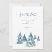 Save The Date Mariage d'aquarelle hiver À feuillage persistant T (Devant)
