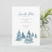 Save The Date Mariage d'aquarelle hiver À feuillage persistant T (Debout devant)